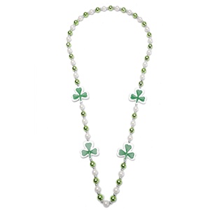 Collar de cuentas de trébol verde del Día de San Patricio con borla, trébol de la suerte, decoraciones de trébol irlandés, accesorios de disfraces - Product Image 4