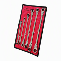 Lot de 6 clés à molette extra longues 72 dents en CR-V, électrophorèse rouge, 8-19 mm, pour atelier automobile