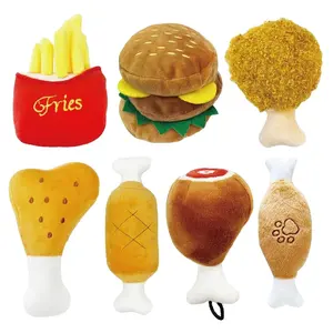 Kingtale luxury Miniature Food screaming Toy Hamburger, French fries, chicken leg for cat and dog