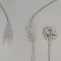 Câble gainé de fil transparent avec prise britannique, interrupteur 303 et culot de lampe nu E14