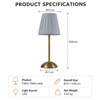 Lampe de bureau LED moderne rechargeable sans fil en tissu, à température de couleur réglable et intensité variable, idéale pour les tables de mariage