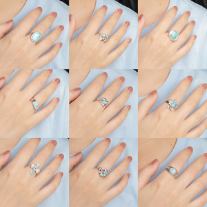 XYOP925スターリングシルバージュエリーPartysuデザインラリマーリングカスタマイズされた卸売ギフト女性用 - Product Image 5