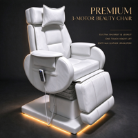 Fauteuil de beauté professionnel de luxe en cuir PU blanc électrique, réglable en hauteur, inclinable, pour soins du visage et manucure, idéal pour salon de beauté