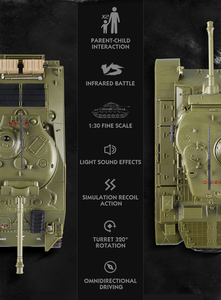Ensemble de 2 chars de combat RC Heng Long Tank 3841-10 2.4g à l'échelle 1/30, <span class=keywords><strong>Sherman</strong></span> Easy Eight contre M26 Pershing - Product Image 3