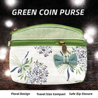 Porte-monnaie en coton à motif floral avec fermeture éclair, pochette à monnaie, portefeuille de poignet pour femmes
