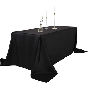 High Quality Woven 100% Polyester Rectangular <b>Black</b> Luxury Wedding Tablecloths for Events-Wrinkle Free & Eco-Friendly - Product Image 1