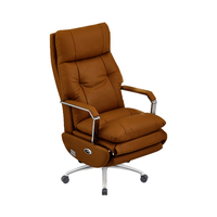 Chaise de bureau de direction inclinable en cuir véritable, design moderne de luxe, avec base pivotante en acier et dossier fixe en forme de flèche, hauteur réglable