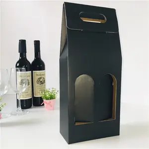 Caja de vino de cartón corrugado de flauta marrón plegable personalizada al por mayor de alta calidad