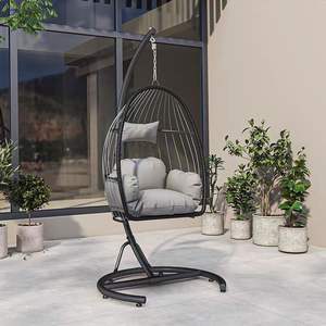 Moderno y Cómodo Sillón <span class=keywords><strong>Colgante</strong></span> Tipo Huevo para Jardín, Patio o Balcón, Muebles de Exterior, Columpio Metálico - Product Image 4