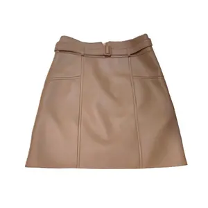 Fashion sheepskin high waist thin a buttoned butt sheepskin short skirt 2023 hot leather bag hip skirt