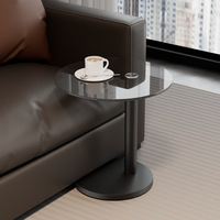 Table d'appoint ronde de style moderne simple, petite table d'appoint minimaliste en verre trempé pour petit appartement