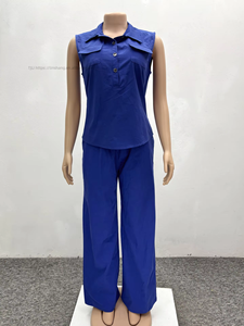 Summer Plus Size Women's African Sleeveless Vest Top Wide Leg <b>Pants</b> 2 Pieces Set Fashion - Product Image 6