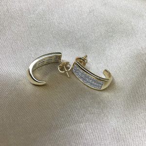 Ornaatis Princess Cut Diamond <b>Huggie</b> Hoop Earrings 2.09 Cttw 14K Yellow Gold Invisible Setting Women's Everyday Wear - Product Image 5