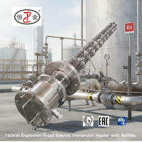 Chauffe-eau immergé antidéflagrant 160 kW avec gaine en acier inoxydable SS316L à déflecteurs pour réservoir d'huile, cuve de stockage de gaz et chauffage de process chimiques