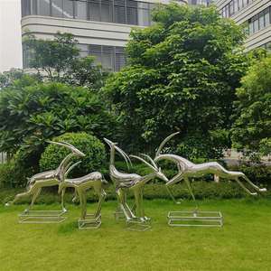 Europe And America Stainless Steel Deer Sculpture 800mm L Mirror Finish Artistic Garden Office Decoration - Product Image 4