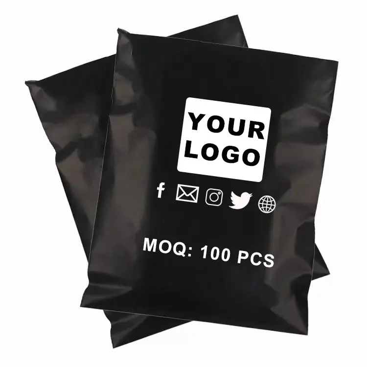 Bolsa de correo de polietileno negro mate con logotipo personalizado de buena calidad a precio barato para embalaje de ropa