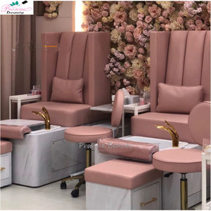 Chaise de massage et de pédicure moderne de luxe <span class=keywords><strong>station</strong></span> de pédicure en bois personnalisée peinte en blanc et rose - Product Image 5