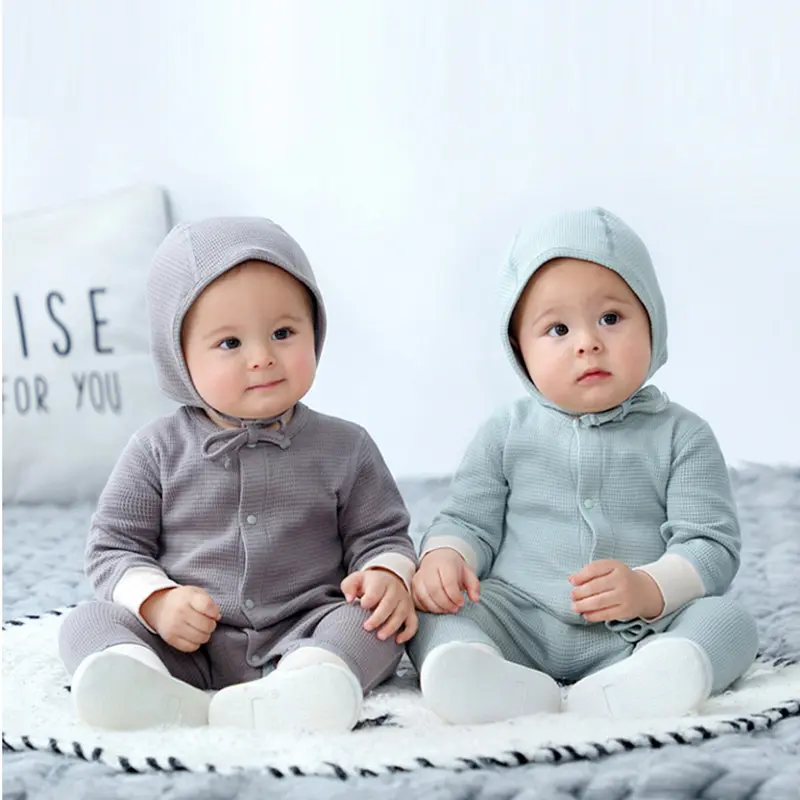 Custom Baby 100% Cotton Rompers Factory Manufacturer Clothes Spring Solid Cotton Long-Sleeved Clothing