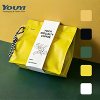 YOUYI Sachet de café personnalisé imprimé de qualité alimentaire à fond plat en aluminium avec valve unidirectionnelle et fermeture éclair sans BPA OEM ODM