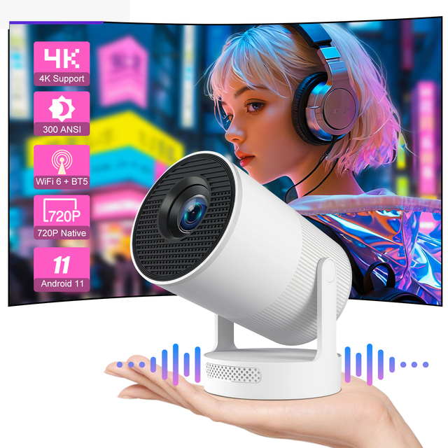 HY300 U Portable Mini Projector WIFI 6 BT 5.4 Lightweight Rotatable Proyector