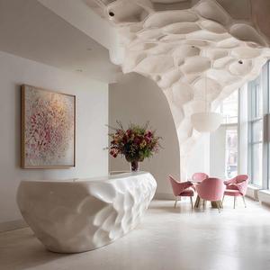 Tối giản hiện đại quầy bar Thẩm mỹ viện thu ngân bàn khách sạn sáng tạo bàn tư vấn giả đá sợi thủy tinh bàn tiếp tân - Product Image 4