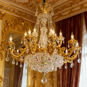 Pha Lê Ánh Sáng Mặt dây chuyền K9 pha lê & vật liệu đồng thau tùy chỉnh thiết kế cho địa điểm cưới & biệt thự đèn chùm đèn Mặt dây chuyền - Product Image 1