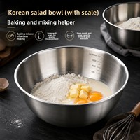 Bol à salade coréen en acier inoxydable 304 avec échelle de mesure, bol mélangeur commercial pour restaurant, hôtel, buffet, durable