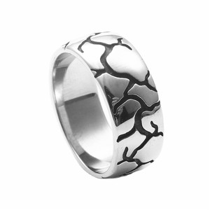 Men's <b>Titanium</b> Steel <b>Ring</b> Retro Silver Stone Pattern Punk Style Fashion Jewelry Gift - Product Image 5