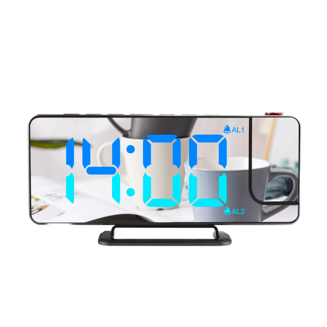 Projection LED Alarm Clock USB Phone Charger RGB Digital Desk/Table Projector Plastic Square Design Birthday Calendar Function