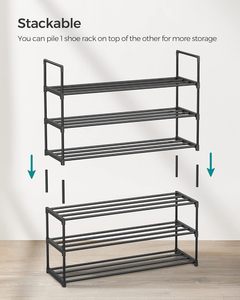 Étagère à chaussures en métal robuste et durable à 3 étagères Organisateur de placard d'entrée pour les étagères de rangement de chaussures de couloir de garage - Product Image 5
