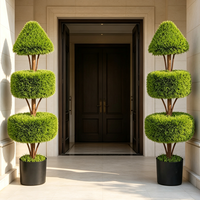 Arbre topiaire artificiel à trois formes en pot, plante de buis artificielle pour hôtel, villa, patio, jardin, projet de paysagisme commercial, décoration