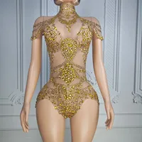 Combinaison transparente en maille scintillante pour femmes, sexy, tendance, pour soirée, club, spectacle de drag queen, costume de spectacle