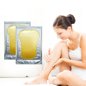 Großhandel Private Label OEM ODM 24 Karat Gold Kollagen Fuß maske Organische feuchtigkeit spendende Kristall Fuß maske - Product Image 4