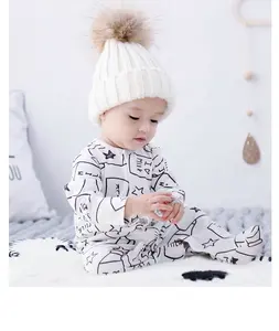 Pasgeborene Baby Jongens Pyjama Lente Stijl 100% Katoen Bedrukt Baby Peuter Nachtkleding Jumpsuits