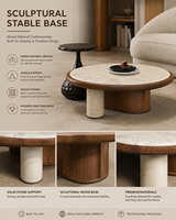 Table basse de luxe avec surface en pierre naturelle, mobilier de salon moderne, fabricant OEM