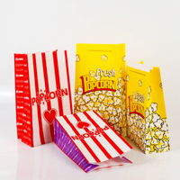 Vente en gros de sacs en papier scellables anti-graisse pour pop-corn sacs de bonbons thermoscellés en papier kraft pour snacks adhésifs de couleur pour emballages de bonbons