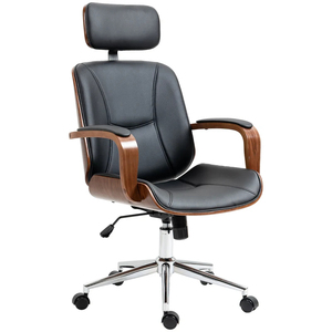 <span class=keywords><strong>Silla</strong></span> de Oficina Ergonómica con Reposabrazos Acolchados, <span class=keywords><strong>Silla</strong></span> de Oficina Moderna de Cuero PU con Respaldo Medio Ajustable para el Hogar - Product Image 1