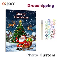 Kit de Peinture par Numéros DIY pour Adultes, Thème Père Noël de Dessin Animé Joyeux Noël, Peinture Acrylique DIY pour Décoration Murale, Vente en Gros