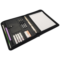 Padfolio en cuir PU A4 ModernQiu avec reliure à 4 anneaux logo personnalisé entreprise portefeuille à glissière produits de classement de documents