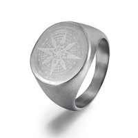 Boussole géométrique Chevalière Anneaux Nordic Simple Star Constellations Anneau Acier inoxydable Étanche Bague pour homme