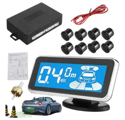 Evrensel 12 v araba park yeri LCD park sistemi 4 ultrasonik sensör algılama engel insan sesi LCD park sensörü