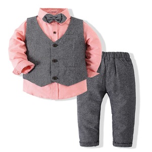 Baby <b>Toddler</b> Boys Shirts Waistcoat Pants 3 Pcs Sets Kids Clothes Children Formal Suits Wedding Party Boutique Boys Clothing Set - Product Image 3