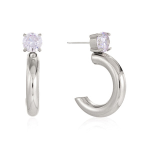 Pendientes de tuerca de moissanita VVS GRA de corte redondo con diseño de cola de pez de líneas simples, rellenos de oro de 14K, joyería de uso diario para mujer - Product Image 1