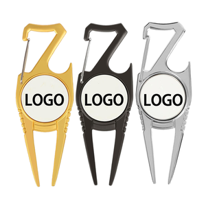 Outil de golf magnétique promotionnel multifonctionnel en métal avec logo personnalisé, marqueur de balle, décapsuleur mousqueton et fourche à divot - Product Image 1