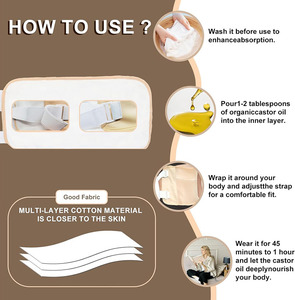 Castor Oil Pack Wraps Kit for Liver Detox Hormonal Leakproof Reusable <b>Compress</b> Kit for Thyroid Belly Castor Oil Breast Neck Wrap - Product Image 3