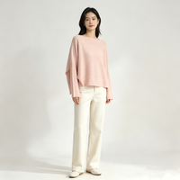 Haut en maille Andy Velvet à col rond, coupe ample, manches longues, amincissant et polyvalent pour le début de l'automne
