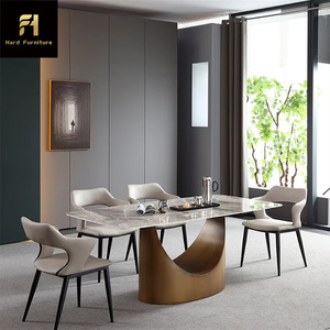 Foshan Furniture 4 6 8 10 Seater Buffet Comedor Dinning Kitchen <strong>Mesa</strong> De Cozinha Jantar Stone Marble Bronze Dining <strong>Table</strong> - Product Image 6