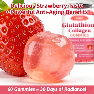 มีสินค้าในเดือนมีนาคม OEM แอล-กลูตาไธโอน วิตามินกัมมี่ บำรุงผิวขาวกระจ่างใส คอลลาเจน บำรุงผม ผิว และเล็บ 60 เม็ด - Product Image 3