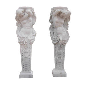 ديكور الحديقة حجر جيري روماني عتيق ديكور بوابة رخامية مع تماثيل نسائية أسعار تصميم - Product Image 4