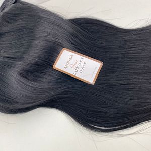 Extensions à clipser 100% cheveux humains, 7 ou 8 pièces, lisses et soyeuses, noir jais, Remy, cuticules alignées - Product Image 3